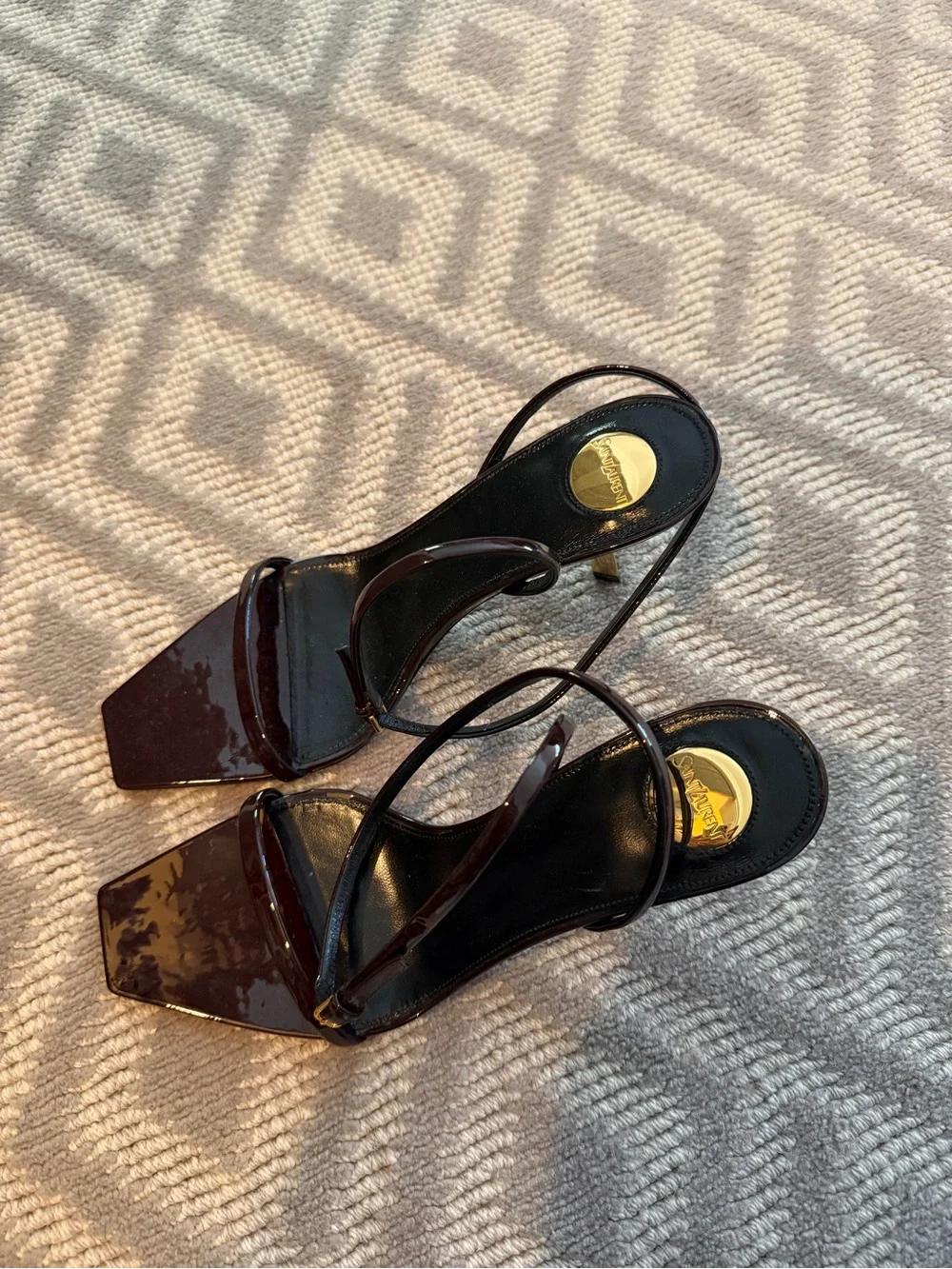 Saint Laurent Lee Sandal Glazed Leather Kitten Heel - Picture 3 of 10